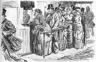 Booking office at an English station - as pictured in Punch.